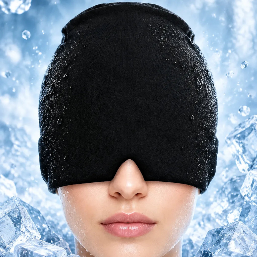 Gorro de gel para migrañas con terapia de frío, entre hielo